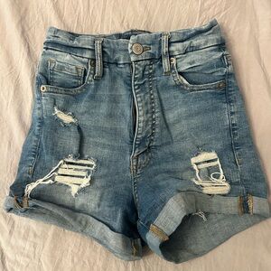 Aeropostale Blue Jean Shorts Distressed High-Waisted